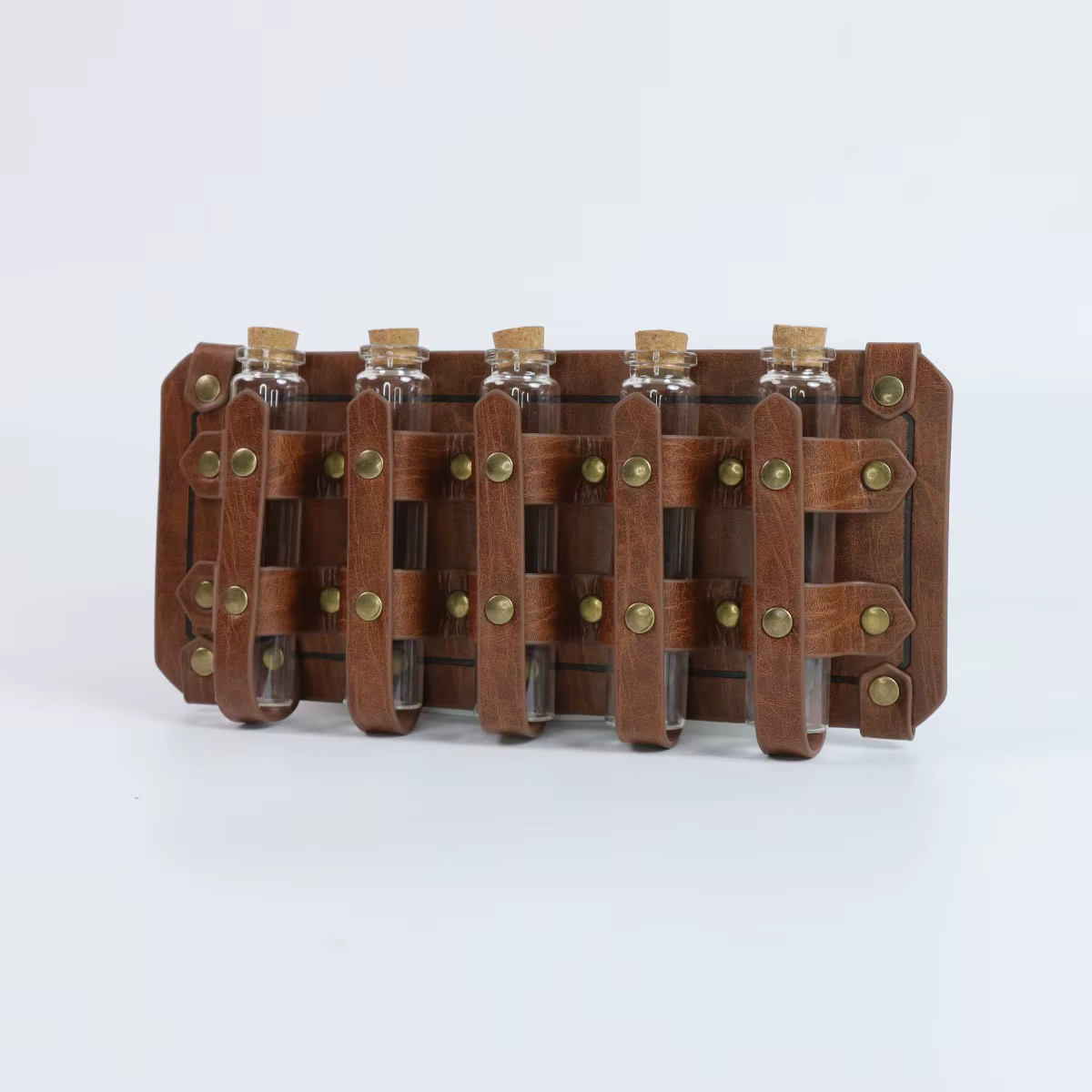 Porte-potions en cuir PU style steampunk, porte-flacons magiques pour sorcier avec 5 bouteilles en v
