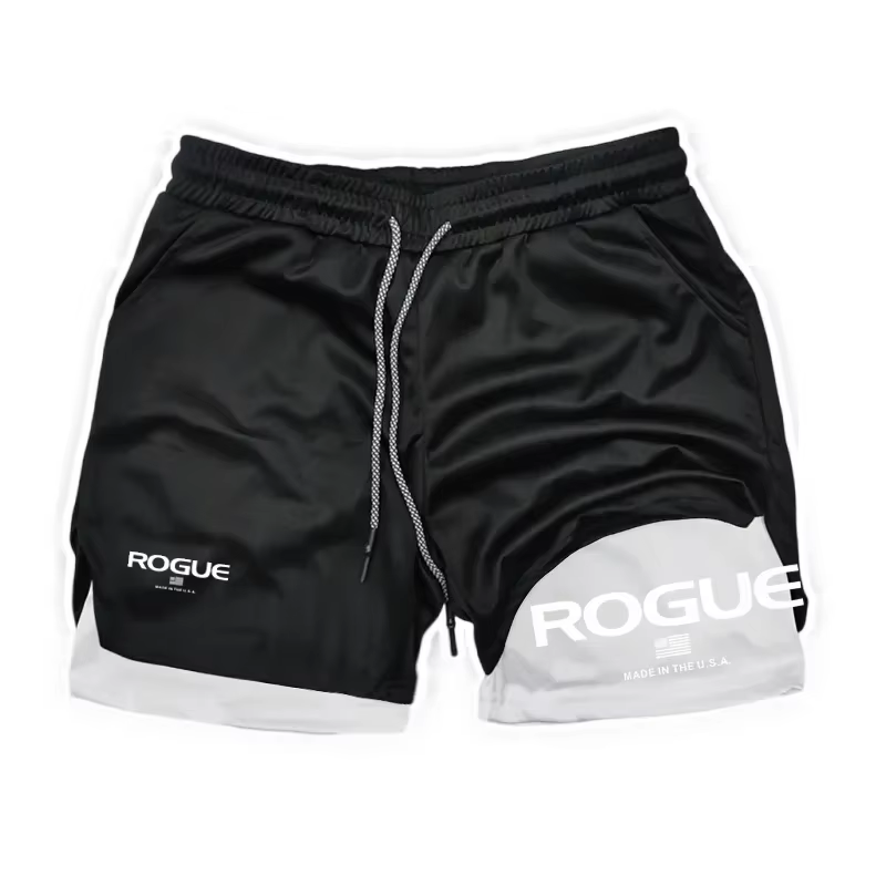Rogue Gyms Short de sport pour homme Four Seasons Sportswear Short moulant double couche 2 en 1 Shor