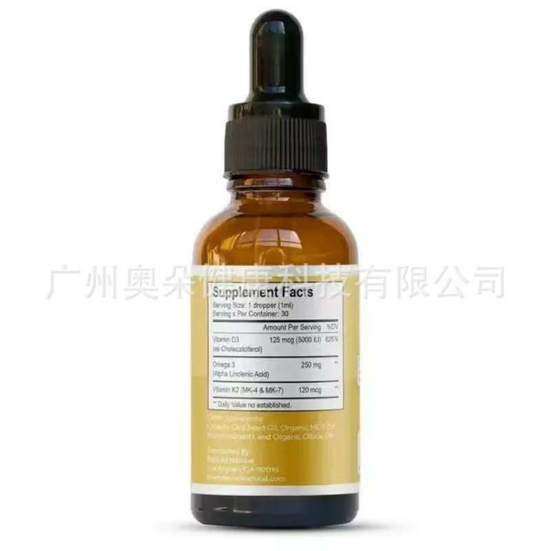 Gouttes liquides de Vitamine D3 K2 – Complément alimentaire naturel pour soutenir la force osseuse, 