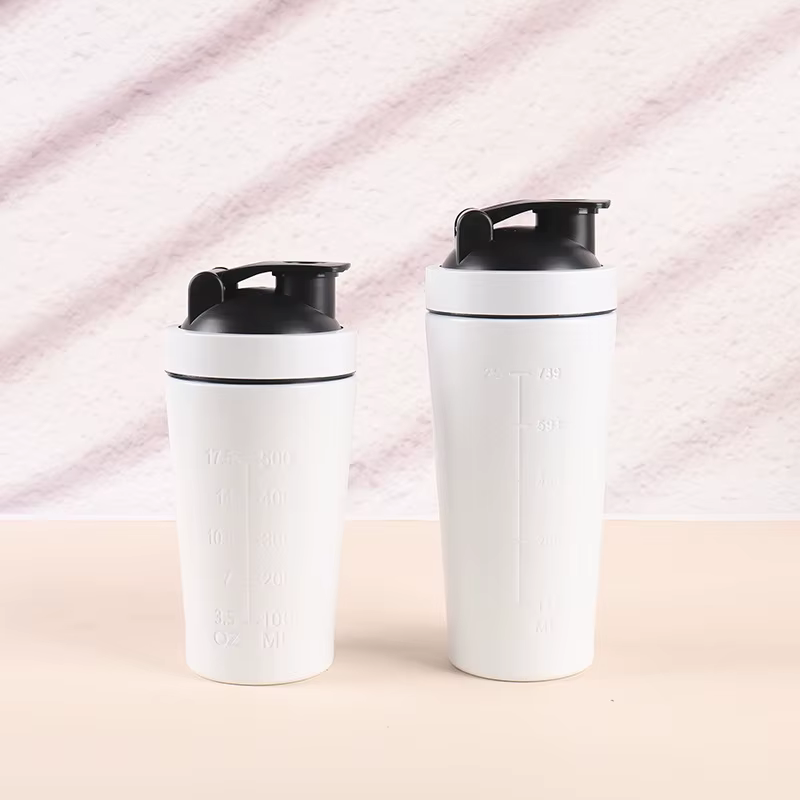 Bouteille Shaker de poudre de protéines en acier inoxydable, 500ML/750ML, avec boule en acier et éch