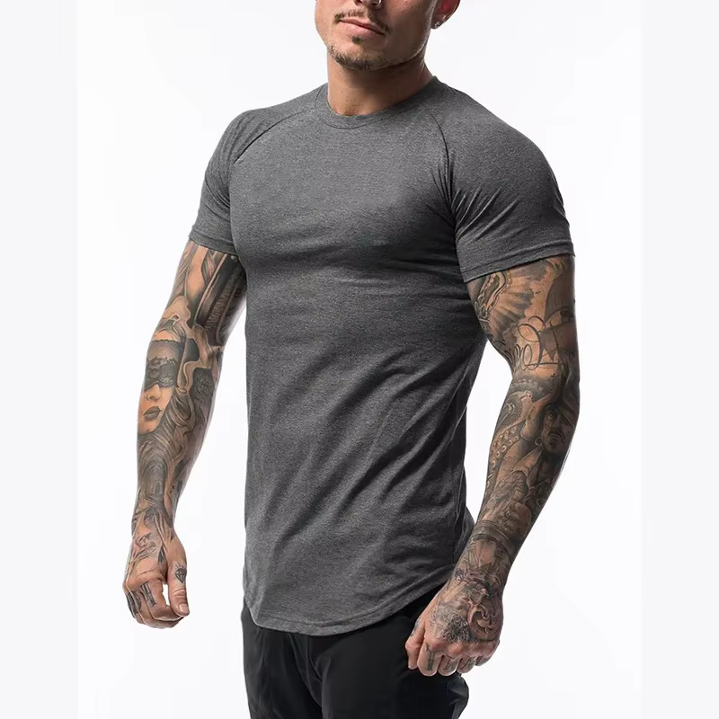 Vêtements unis mode T-Shirt hommes coton respirant Fitness hommes à manches courtes gymnase été serr