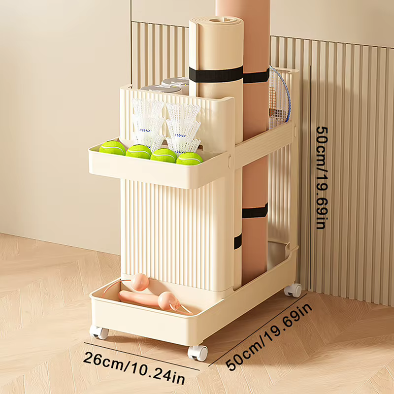 Support d'équipement de gymnastique avec roues, support de rangement de sport, panier de tapis de Yo