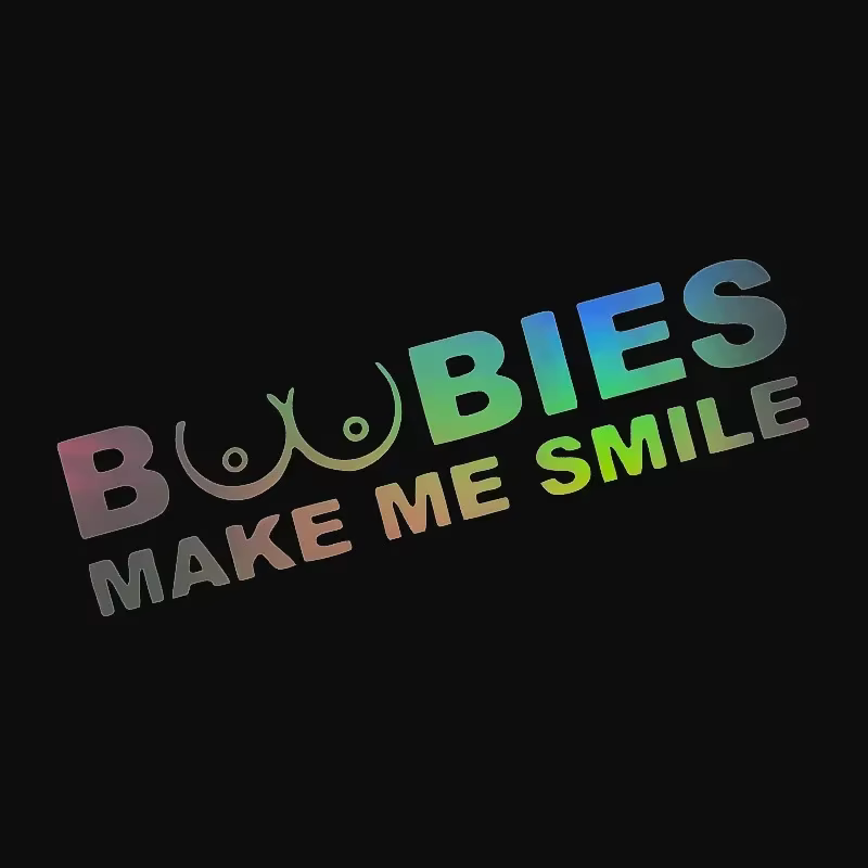 Autocollant de voiture « BOOBIES Make Me Smile », film vinyle amusant pour carrosserie, pare-chocs,