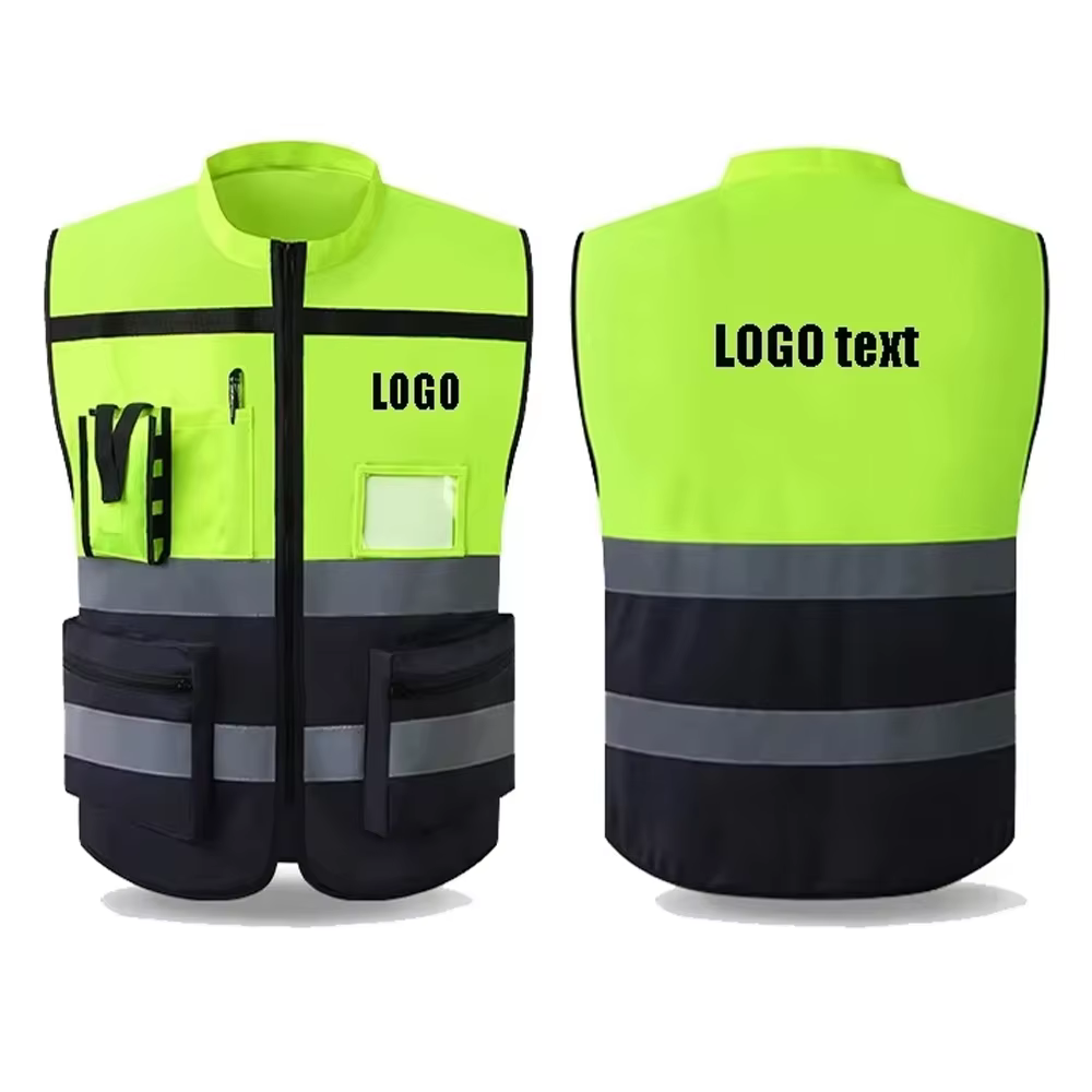 Gilets de sécurité avec LOGO personnalisé, avec poches et fermeture éclair, vêtements de travail de