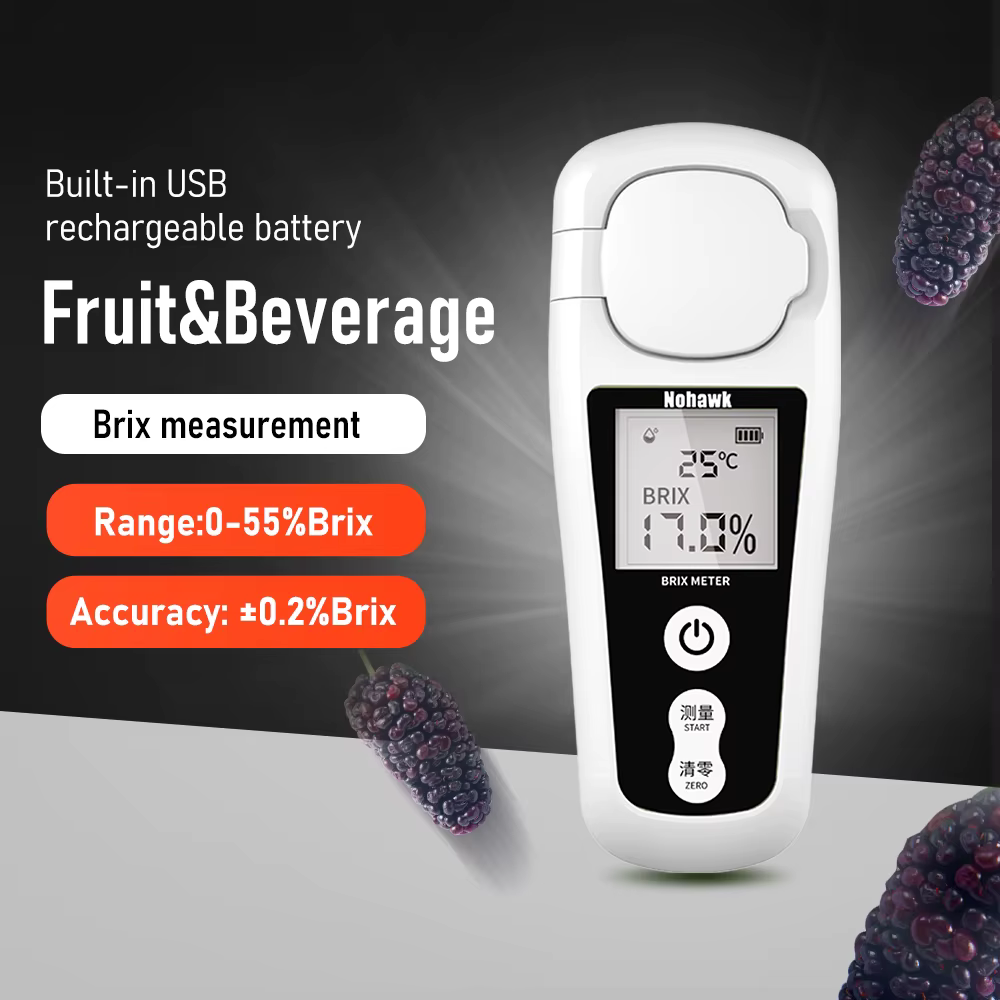 Réfractomètre numérique LCD Nohawk Brix, mesureur de sucre rechargeable pour mesurer la teneur en su
