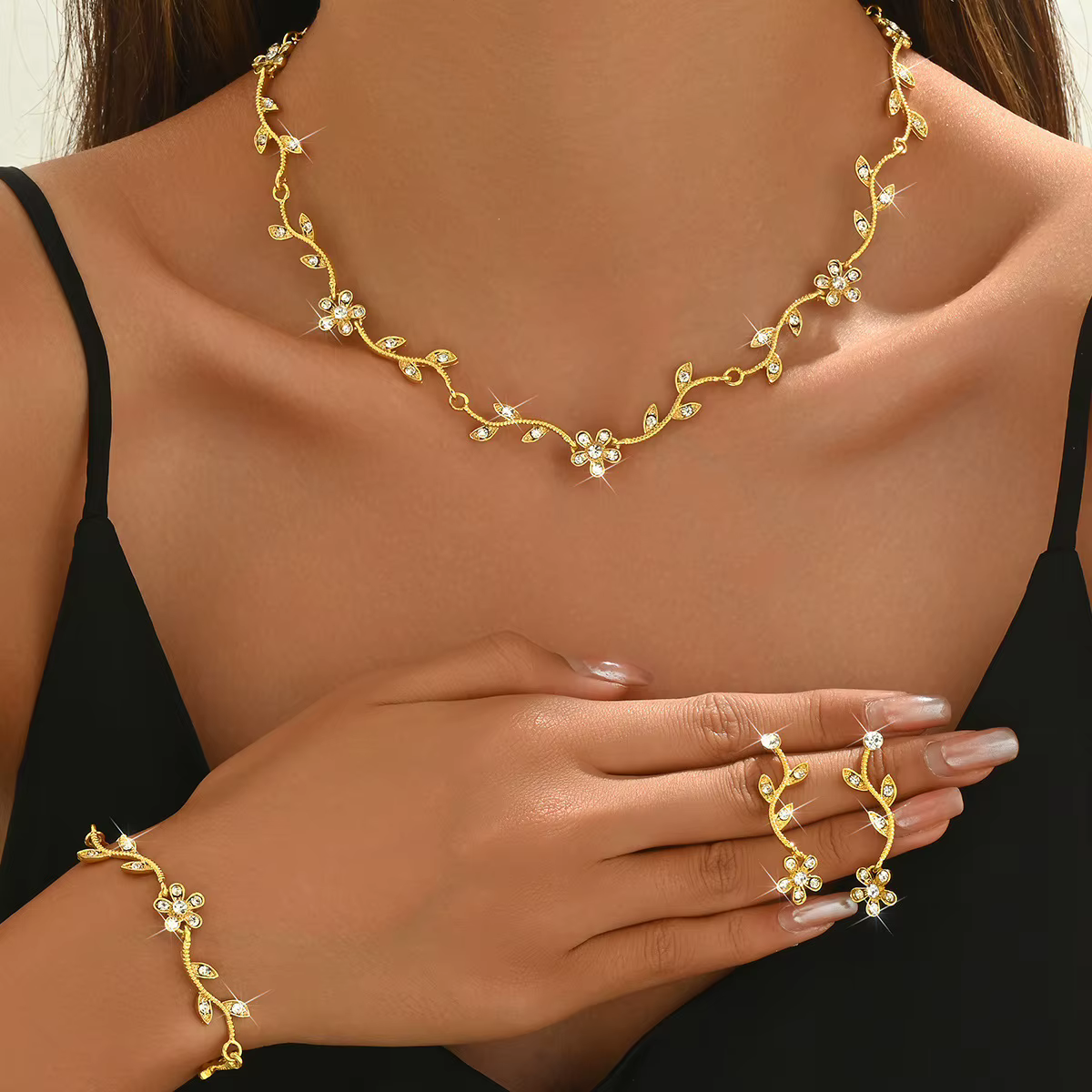Ensemble de bijoux pour femme 4 pièces : collier, boucles d'oreilles et bracelet, accessoire pour ma