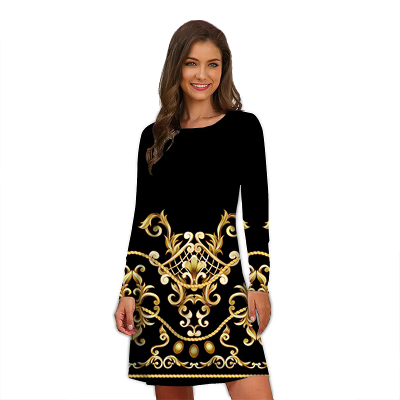 Robes élégantes à imprimé léopard pour femmes, manches longues, vêtements surdimensionnés, mode vint