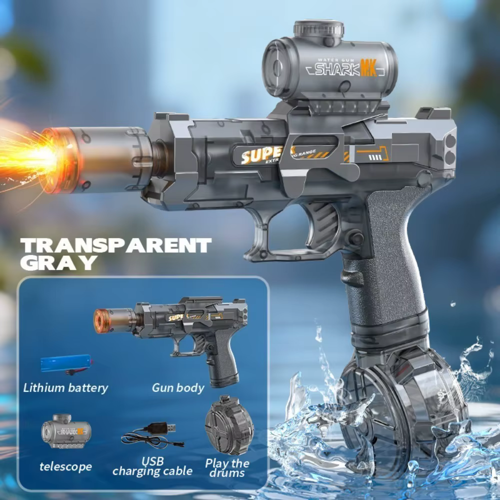 Pistolet à eau électrique Tiger Shark, absorption d'eau automatique, grande capacité, jouet de comba