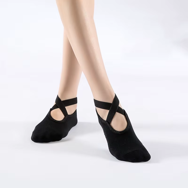 Chaussettes de Yoga antidérapantes avec pansement en coton, dos nu, Pilates, pour femmes, Fitness, B