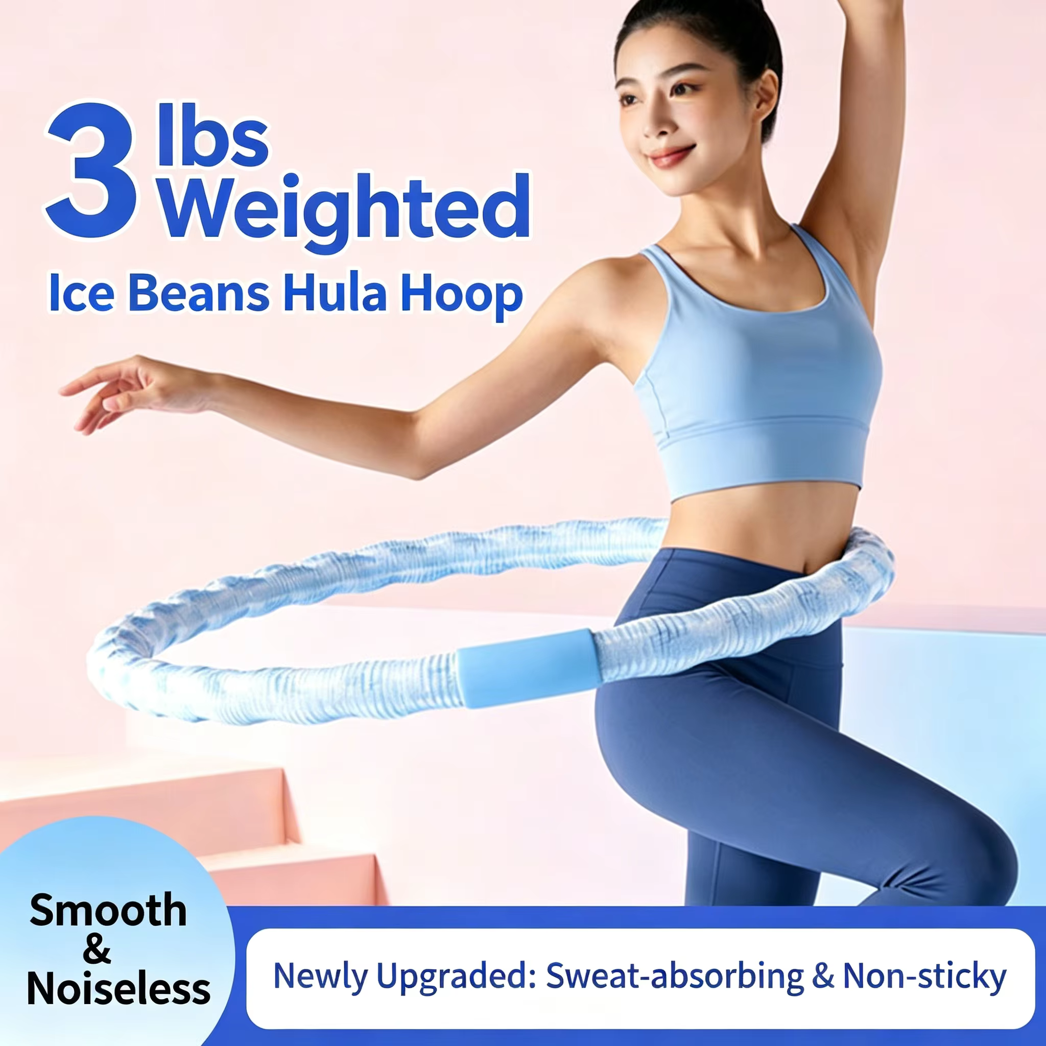 Cerceau de fitness lesté Ice Bean Cooling 3-5 LBS pour brûler les graisses, amincir la taille, silen