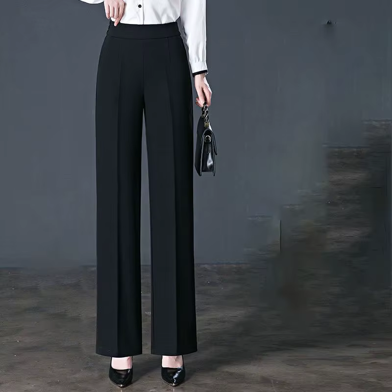 Pantalon élastique taille haute décontractée, couleur unie, vêtements pour femmes, poches simples as
