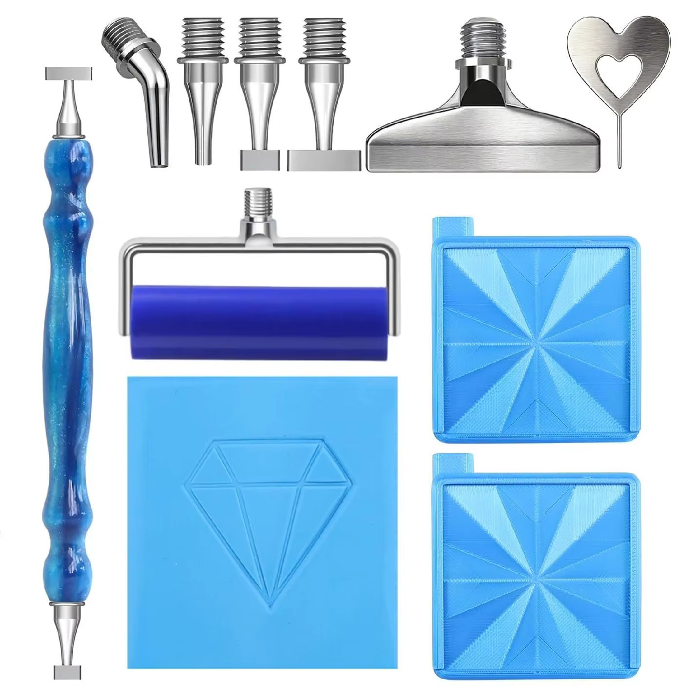 Outils de peinture au diamant DIY (avec pointes fines en acier filetées, pointes multiples 1/2/4 et 