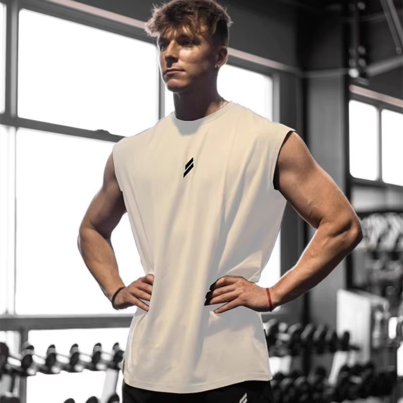 Débardeur de sport d'été pour hommes, respirant, coupe ample, T-shirt sans manches, gilet à séchage