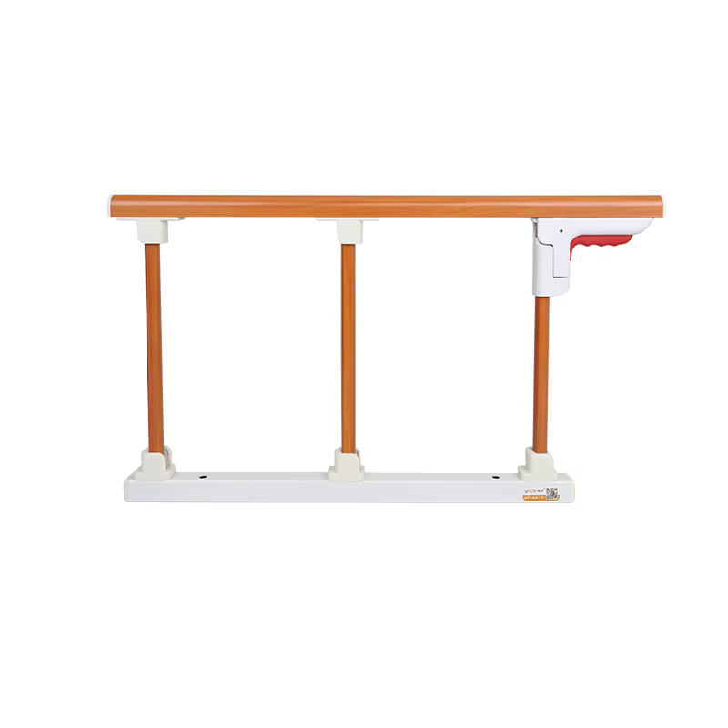 Barre de lit pliable en alliage d'aluminium à 3 sections, finition imitation bois, barrière de sécur