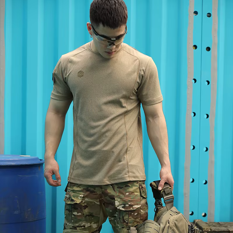 Levez songear-T-shirt de sport à manches courtes, étiquette bleue, avec aileron de requin, séchage r