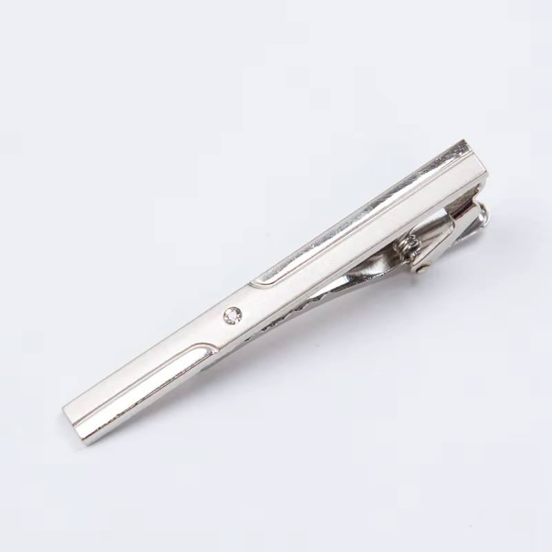 Pinces à cravate pour hommes, accessoires de cravate, mode métal couleur argent, fermoir à barre Sim