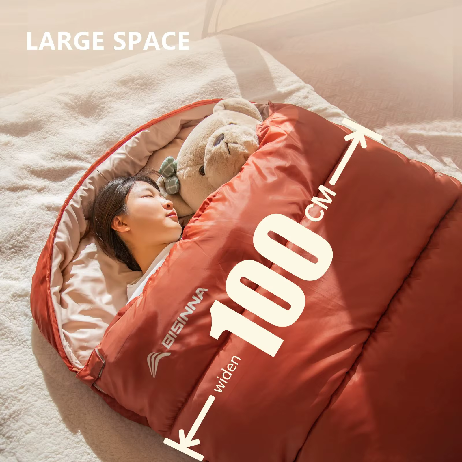 BISINNA grand sac de couchage de Camping léger 3 saisons sac large ample longue taille pour adulte r