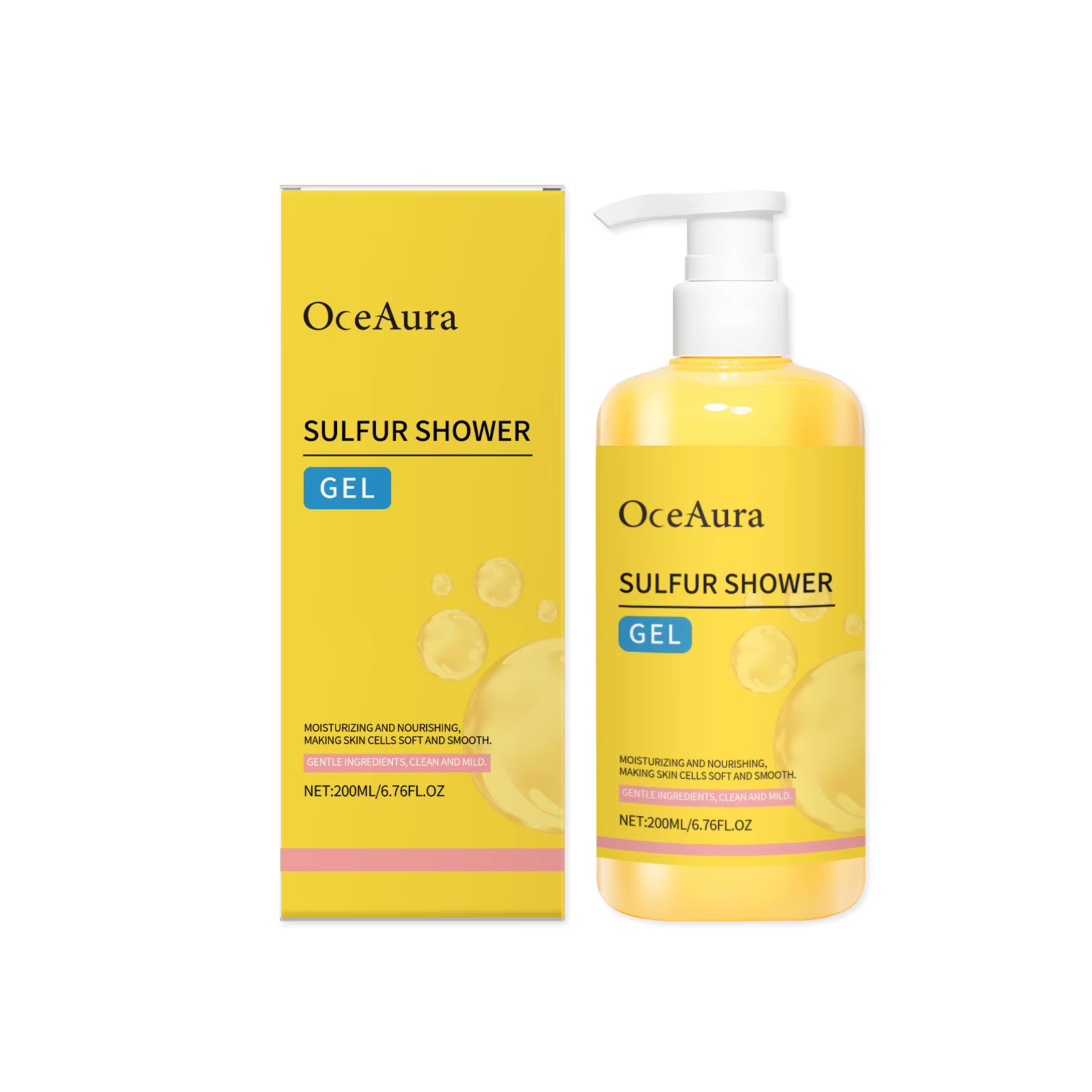 Gel douche au soufre OceAura, adoucissant pour la peau, rafraîchissant, lissant, hydratant longue du