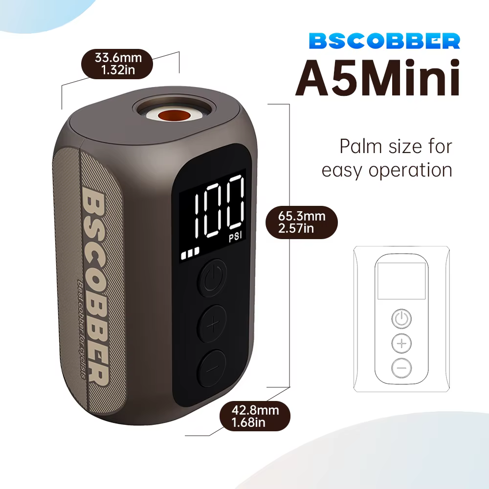BSCOBBER Pompe à Air Électrique Portable 4-en-1 pour Pneus de Vélo, Outil de Cyclisme, Accessoires de Pompe à Air pour Vélo 100PSI avec Affichage