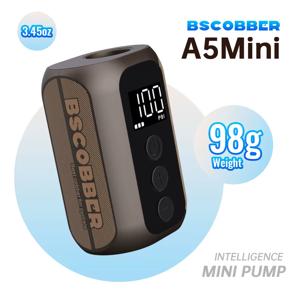 BSCOBBER Pompe à Air Électrique Portable 4-en-1 pour Pneus de Vélo, Outil de Cyclisme, Accessoires de Pompe à Air pour Vélo 100PSI avec Affichage