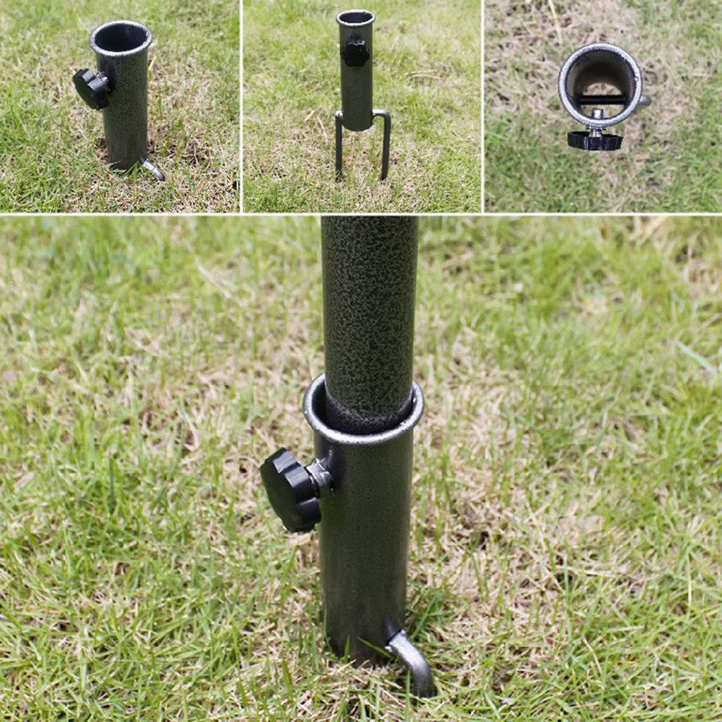 Support de parasol de balcon réglable, base de parasol de patio en métal avec fixation au sol pour la pêche, l'extérieur et le jardin