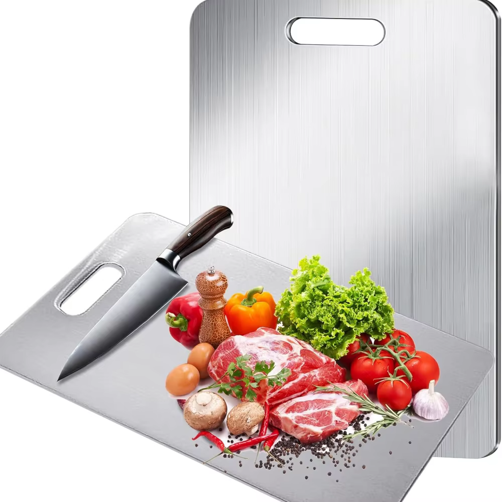 Planche à découper en titane, planche à découper de cuisine, planche à découper double face en titane de qualité alimentaire, utilisée pour couper la viande, les fruits et