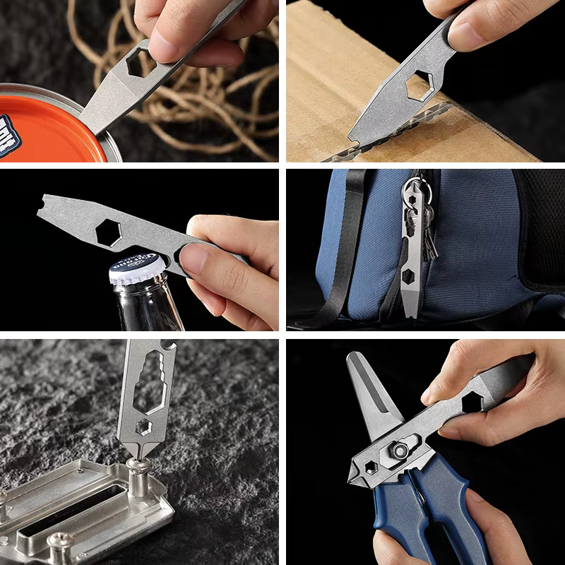 Tournevis multifonctionnel en alliage de titane, ouvre-bouteille, pied de biche Portable, stockage de survie en plein air, barre de levier, dissolvant d'ongles