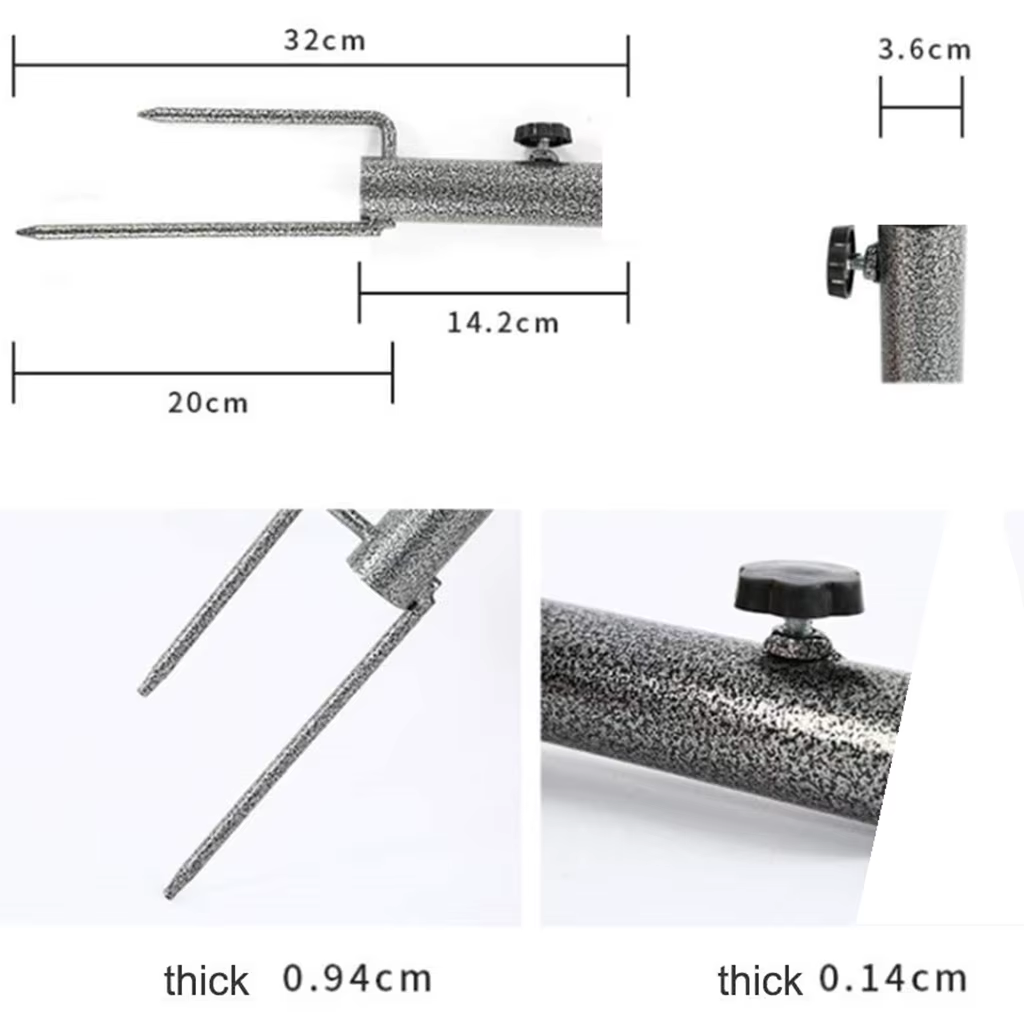 Support de parasol de balcon réglable, base de parasol de patio en métal avec fixation au sol pour la pêche, l'extérieur et le jardin
