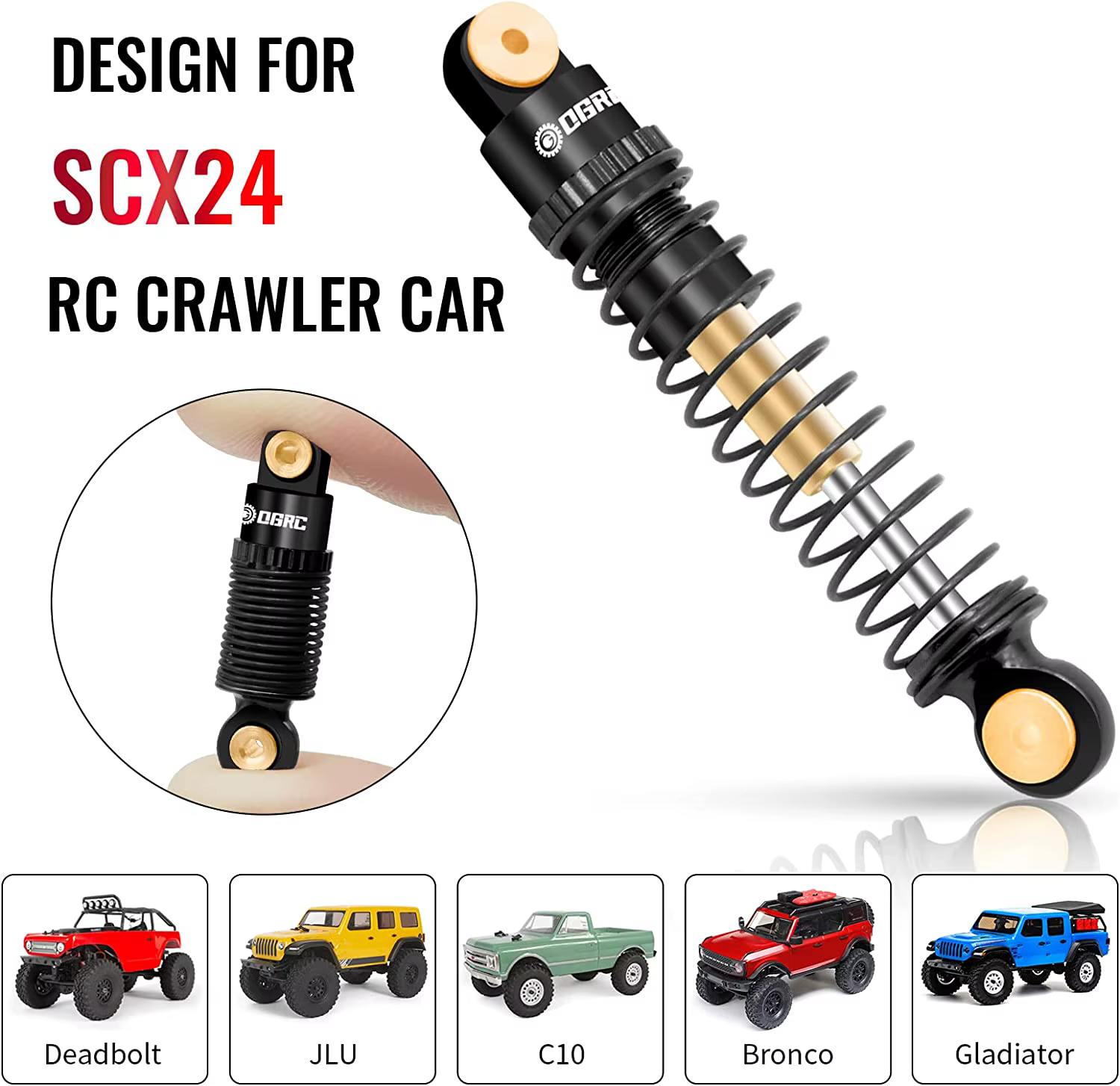 OGRC – amortisseur avant et arrière en aluminium, amortisseurs RC pour Axial SCX24 C10 JLU, pêne dormant gladiateur Bronco, pièces de mise à niveau