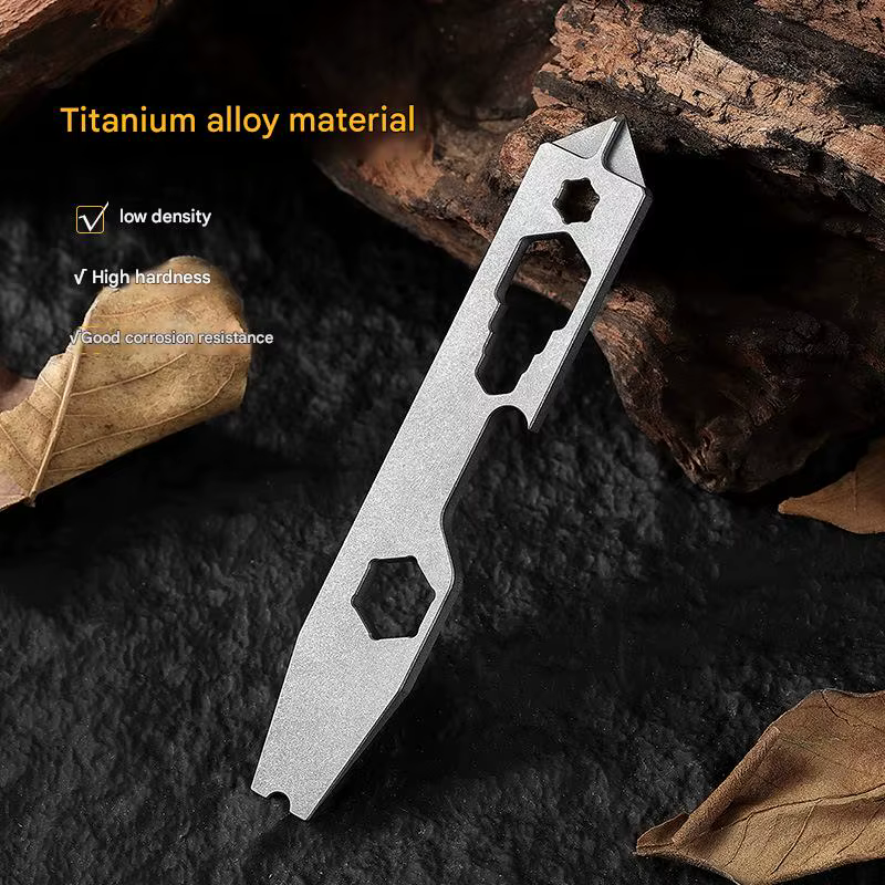 Tournevis multifonctionnel en alliage de titane, ouvre-bouteille, pied de biche Portable, stockage de survie en plein air, barre de levier, dissolvant d'ongles
