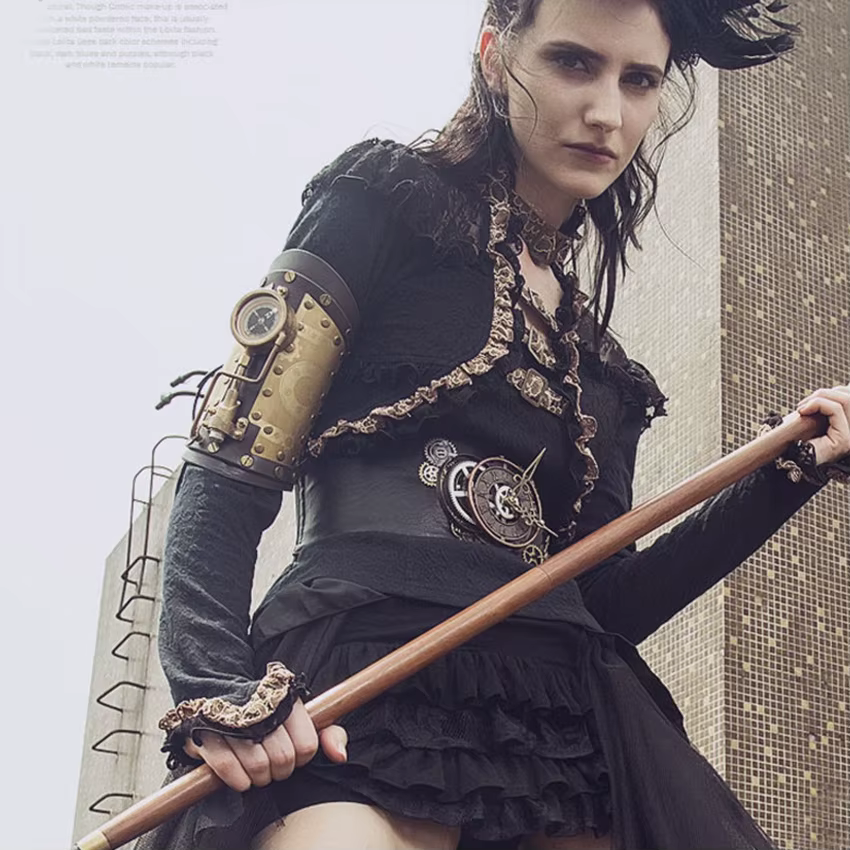 Manchon de bras Steampunk, accessoires de Cosplay Anime, équipement d'armure, boussole mécanique, accessoires en métal et cuir, Costumes pour femmes, jeu de rôle