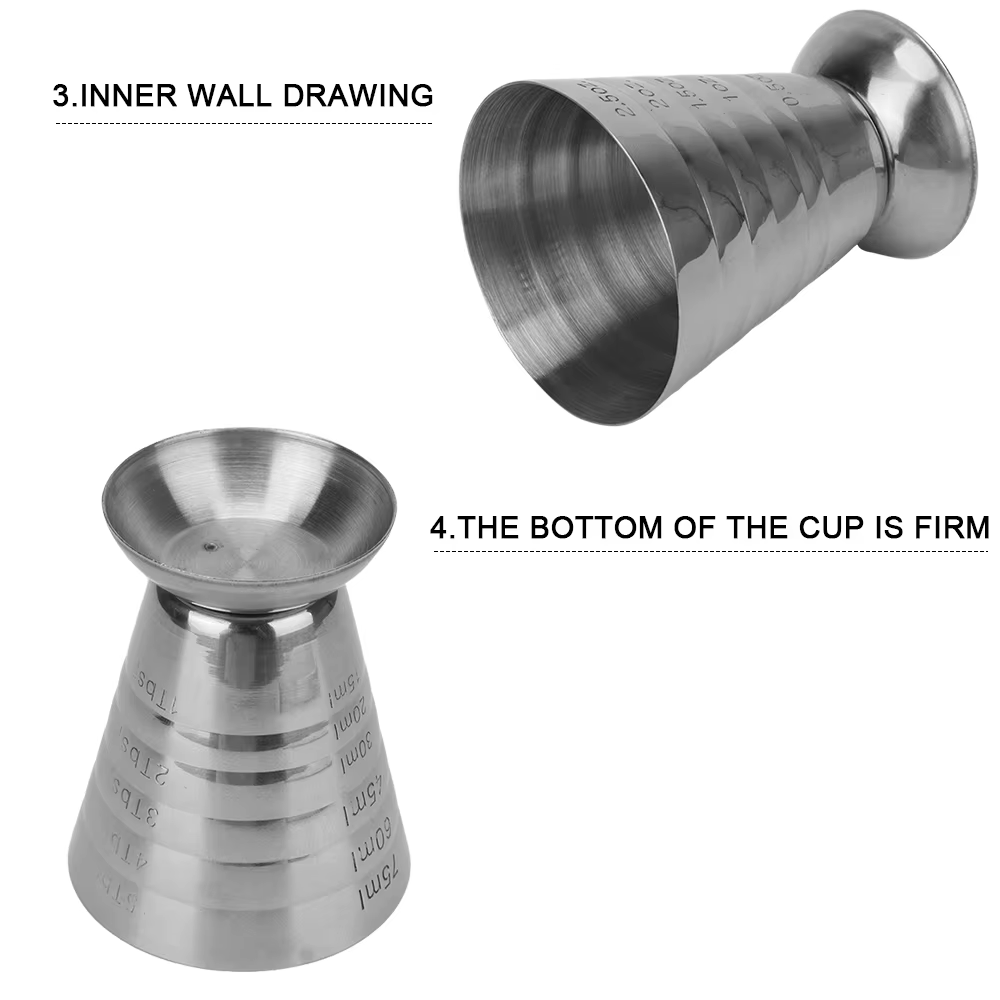 Accessoires pour boissons mixtes, tasse à mesurer, Shaker à Cocktail, Jigger, outils pour Cocktail, Gadgets en acier inoxydable de 75ML