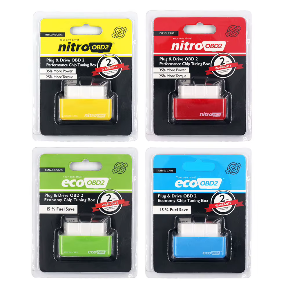 Nitro OBD2 EcoOBD2 Double boîte de réglage de puce ECU NitroOBD2 Eco OBD2 pour voiture Diesel Benzine 15% de carburant économiser plus de couple de puissance livraison gratuite