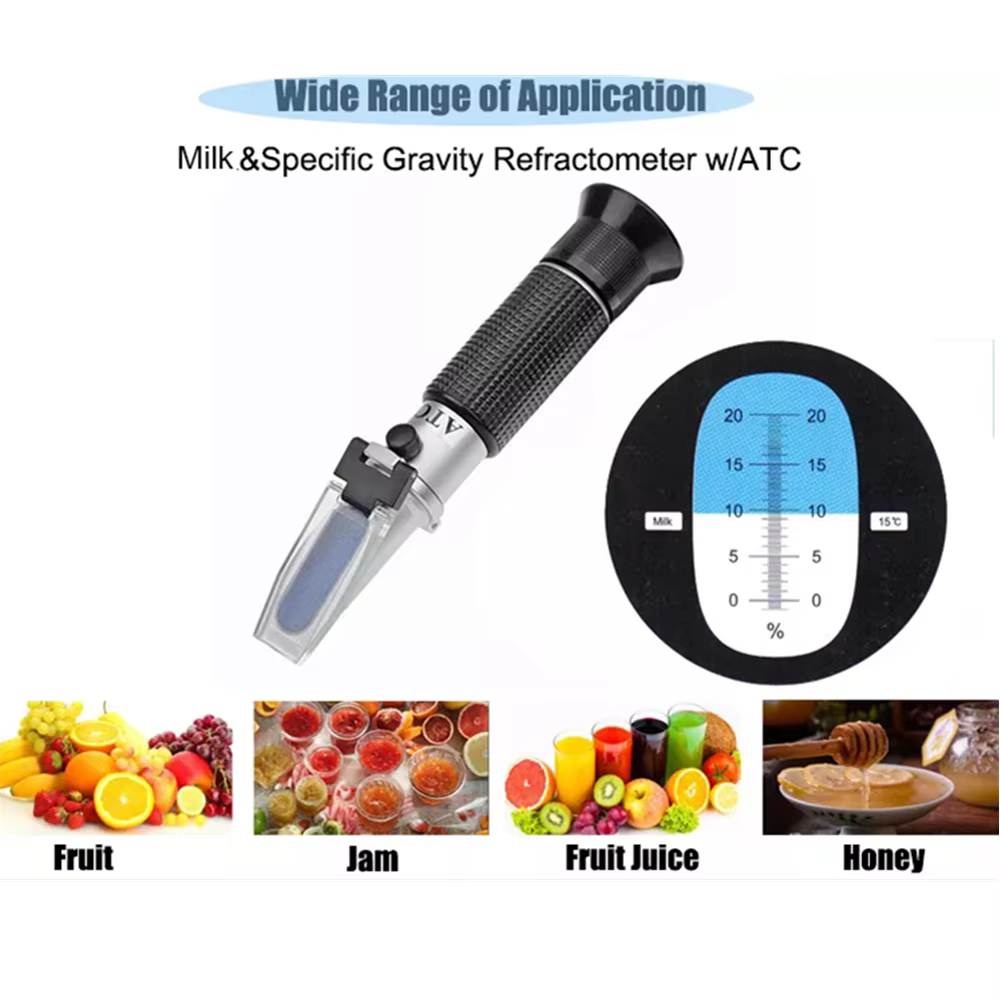 Réfractomètre portatif Brix 0-20%, Concentration de sucre avec testeur d'optique de douceur ATC pour le lait et les fruits