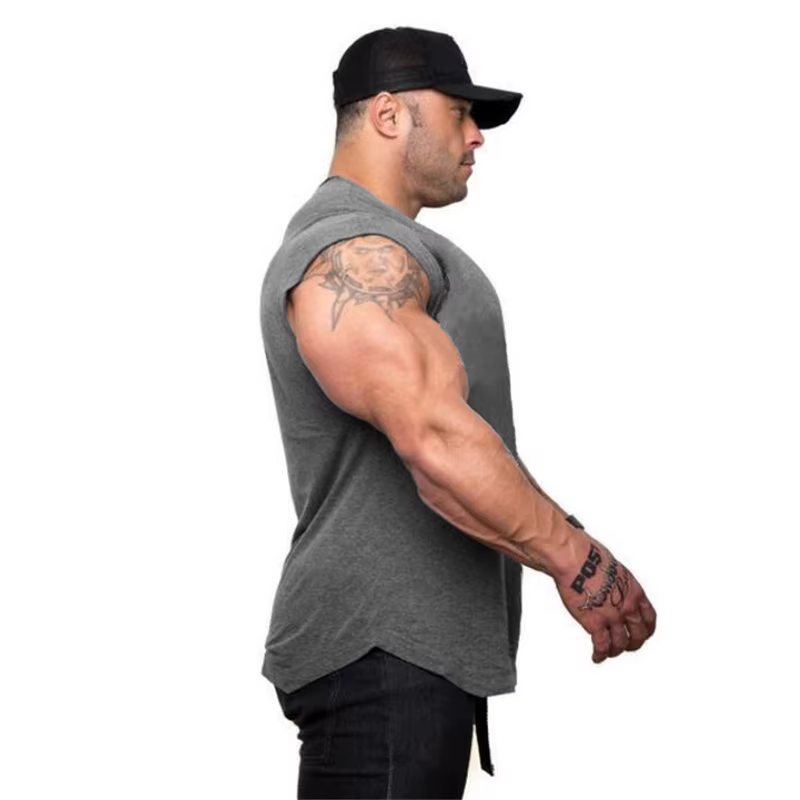 Vêtements de musculation pour hommes, gilet de fitness en coton sans manches