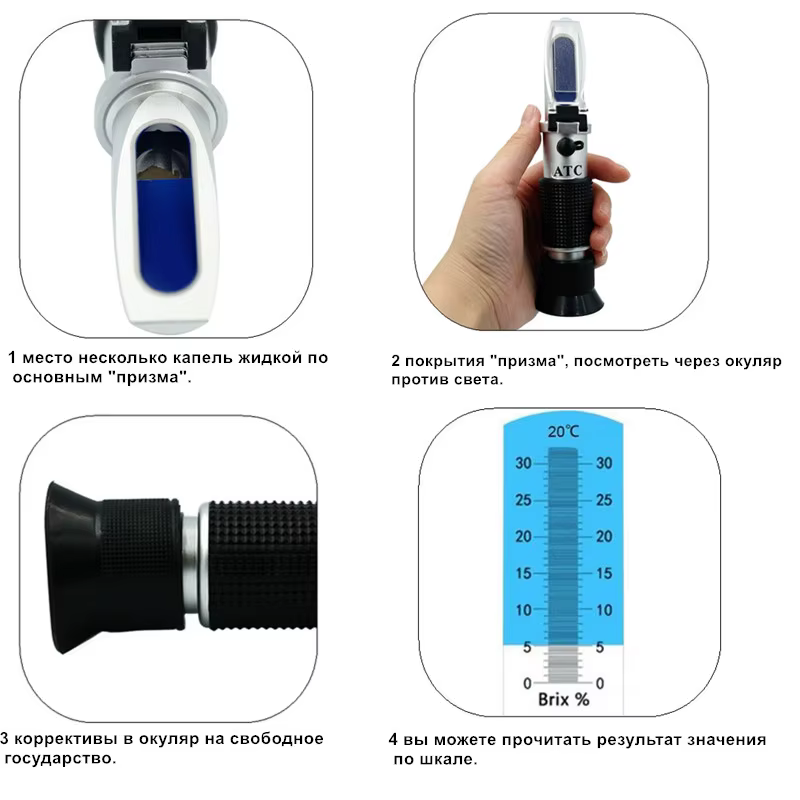 Réfractomètre Brix portatif, testeur de sucre, saccharimètre ATC sucre 0-32%, densimètre de Concentration pour jus de fruits et raisins