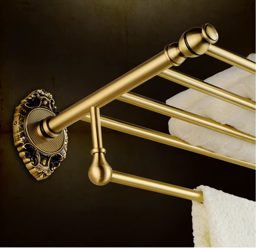 Ensemble d'accessoires de salle de bain en laiton | Porte-papier en Bronze Antique, porte-serviette et porte-brosse de toilette, ensemble d'accessoires de porte-serviettes et de salle de bain