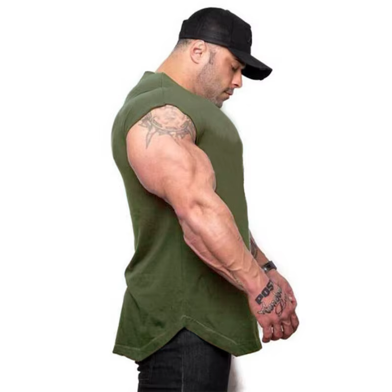 Vêtements de musculation pour hommes, gilet de fitness en coton sans manches