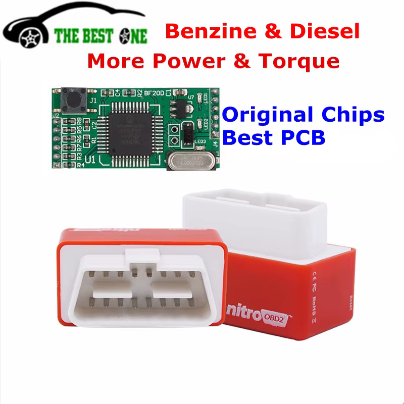 Boîte de réglage de puce à benzine Nitro OBD2, augmentation de la puissance cachée, prise et entraînement, puces complètes, performances de voiture diesel, plus de couple