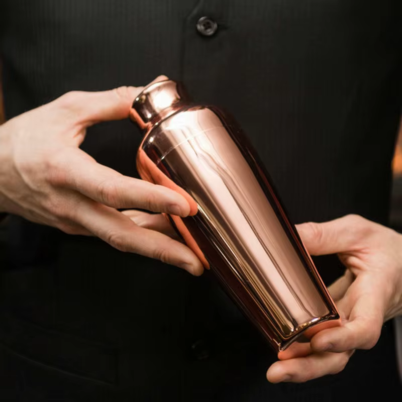 Ensemble de Bar Shaker à Cocktail, ensemble de Bar Shaker plaqué or en cuivre, Kit de barman 4 pièces comprenant Shaker, Jigger, passoire et cuillère