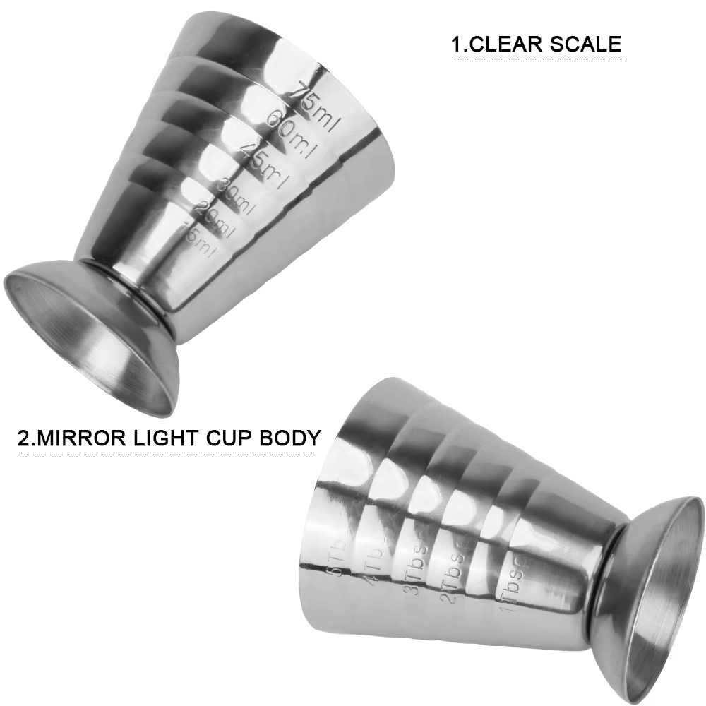 Accessoires pour boissons mixtes, tasse à mesurer, Shaker à Cocktail, Jigger, outils pour Cocktail, Gadgets en acier inoxydable de 75ML