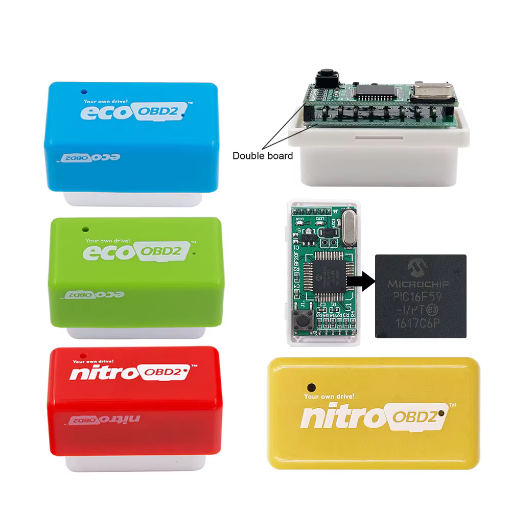 Nitro OBD2 EcoOBD2 Double boîte de réglage de puce ECU NitroOBD2 Eco OBD2 pour voiture Diesel Benzine 15% de carburant économiser plus de couple de puissance livraison gratuite