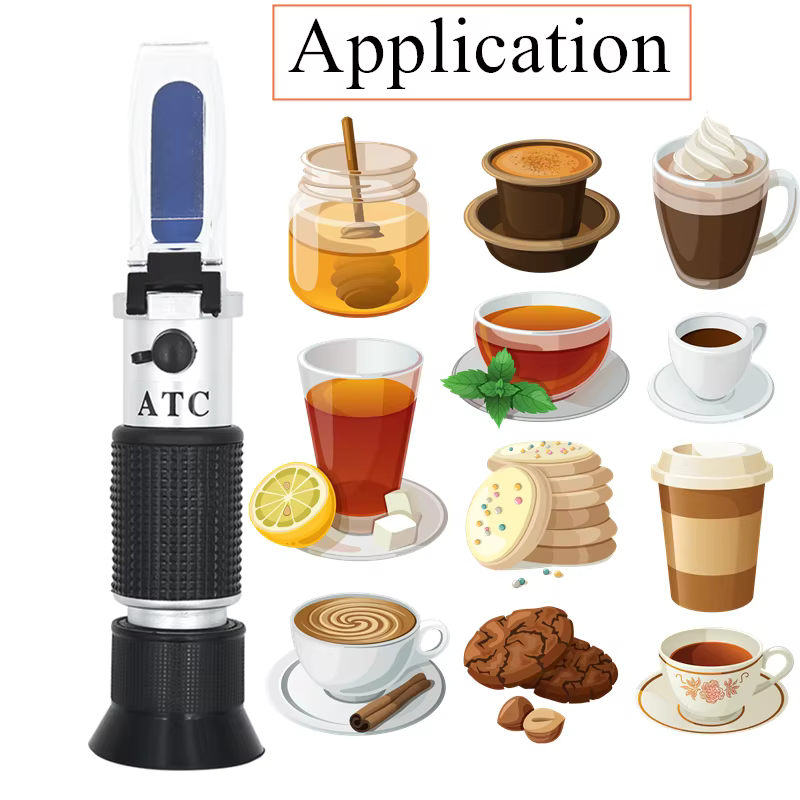 Réfractomètre Brix de 0 à 90% sucre, pour la teneur en aliments, jus de fruits liquides, outil de mesure ATC