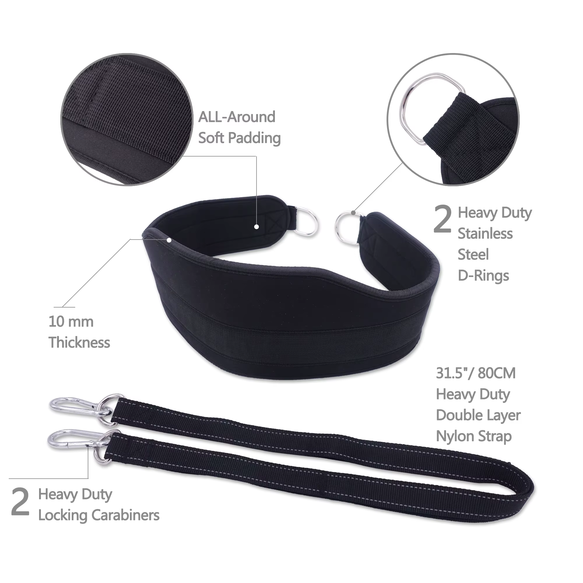 Ceinture d'haltérophilie avec sangle robuste en néoprène épais