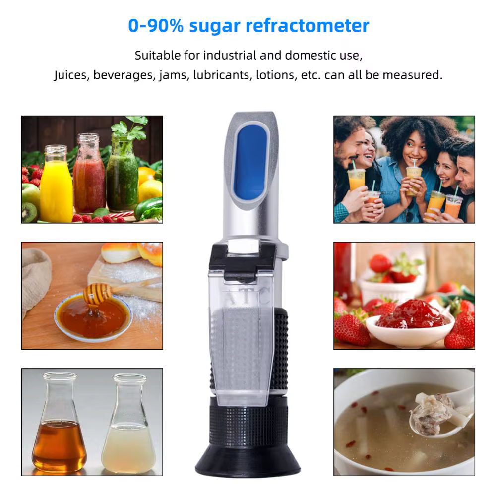 Réfractomirculation Brix à large gamme de 0 à 90%, miel, teneur en sucre, outil de mesure spécifique, utilisation du sucre, aliments, fruits, boissons