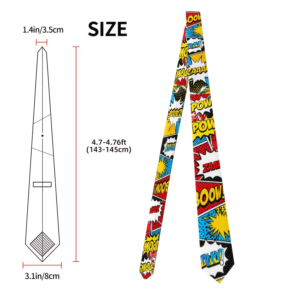 Cravate à imprimé de bande dessinée, un accessoire de mode décontracté et doux, facile à nettoyer, idéal comme cadeau pour les fêtes