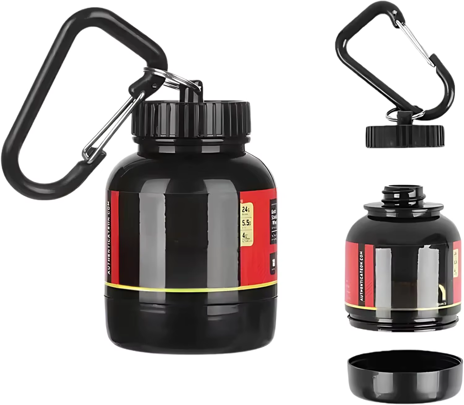 Bouteilles rechargeables de 100 ml pour poudre protéinée avec entonnoir porte-clés – Contenant portable pour