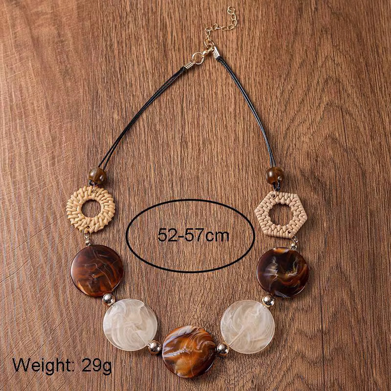 Accessoires acryliques Vintage, pendentifs faits à la main, colliers de déclaration géométrique rétro pour femmes, bijoux à la mode quotidienne