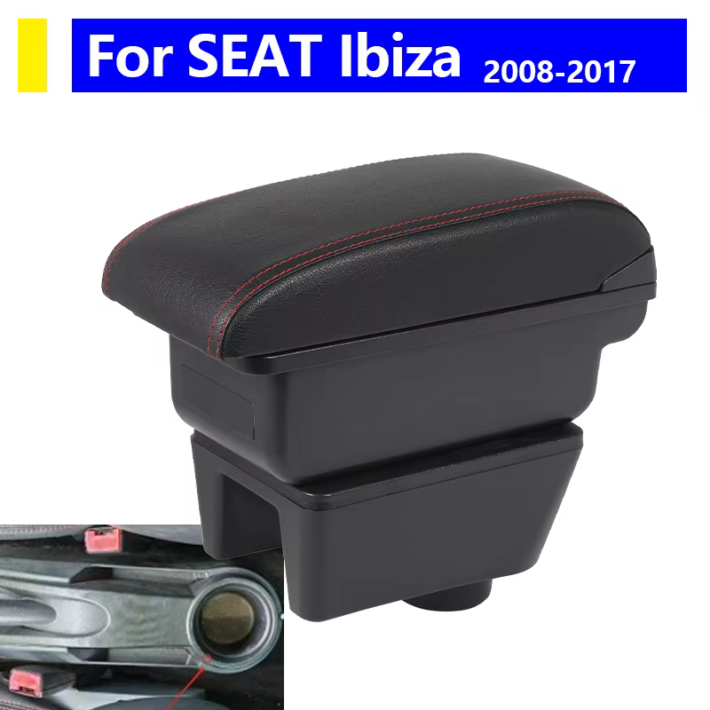 Accoudoir pour Seat Ibiza pour Ibiza MK4 IV 6J 2008 – 2017, conception intérieure de Console de voiture, boîte de rangement d'accoudoir noir, accessoires de voiture