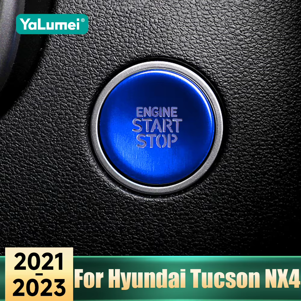 Accessoires pour Hyundai Tucson NX4 hybride 2021 2022 2023 N Line voiture bouton d'arrêt de démarrage en un clic autocollant couverture anneaux de décoration